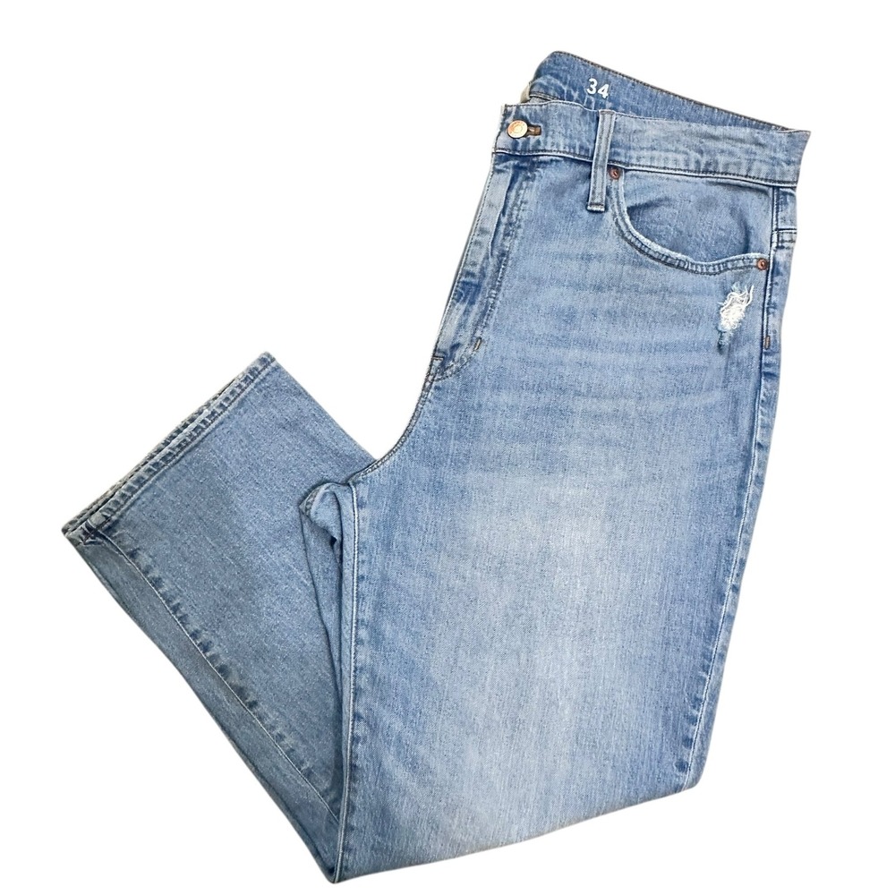 J. Crew‎ Slim Boyfriend Jeans Women's Size 34 Light Wash Distressed Denim